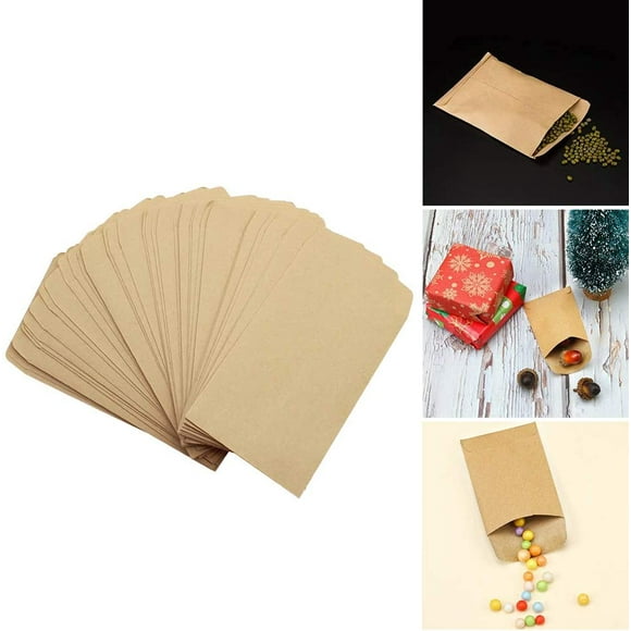 120 Pieces Small Kraft Paper Bags 6x10cm Mini Paper Bags Kraft Envelope Jewelry Bags Flat Bags for Party Favors Jewelry Candy Candy Seeds