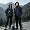 thumbnail image 2 of Afuyipoi Unisex Waterproof Rain Suit Hooded Raincoat Set Black L, 2 of 9