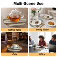 thumbnail image 2 of Farmhouse Teal Brown Round 13 Inch Placemats Set of 2, Country Ombre Wooden HeatResistant Non Slip Place Mats for Dining Table, Wipeable Braided Kitchen Table Mats for Housewarming, 2 of 9