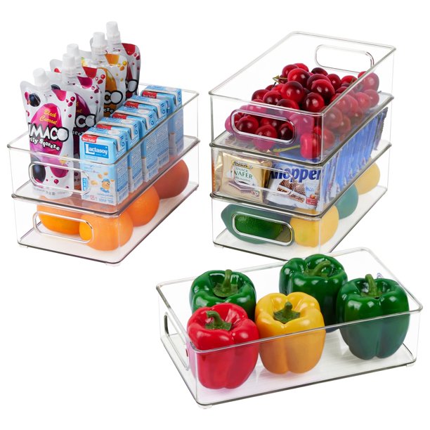 Set of 6 Refrigerator Organizer Bin, Vtopmart Clear Plastic Stackable