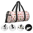 thumbnail image 5 of Xecao Hand Drawn Strawberry print Round Travel Duffel Bag is a foldable gym bag with an inner pocket, perfect for travel sports, 5 of 8