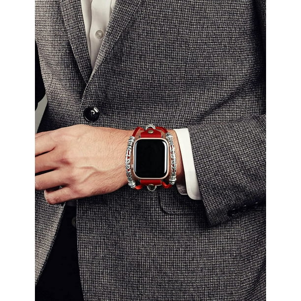 Watch Band Compatible For IPhone Iwatch 44 42 40 38mm Women Bracelet Leather Boho Fancy Vintage beaded Men Strap Series 6 5 4 3 2 1 SE