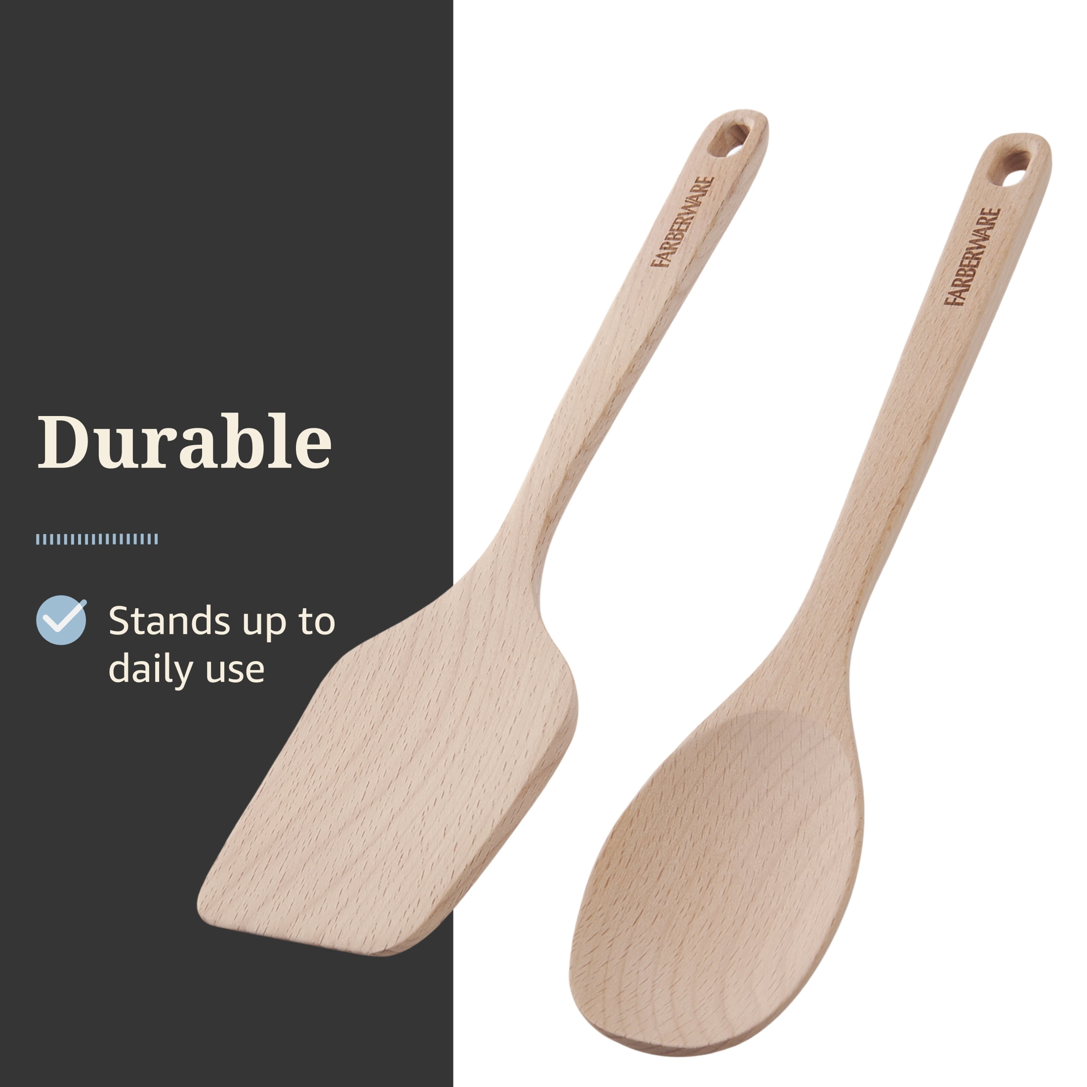 Farberware Professional Wood Spatula/Turner and Cooking Spoon Set, 2-Piece