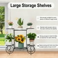 thumbnail image 3 of Wisfor 6 Potted Metal Garden Cart Plant Stand Flower Rack Indoor Outdoor  Black, 32.7x8.7x27inch, 3 of 9