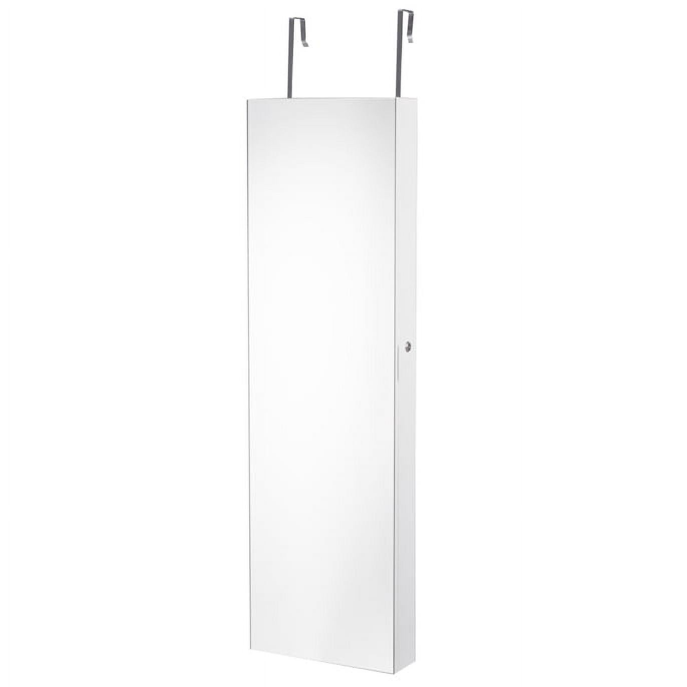 Patiojoy Lockable Wall Door Mounted Storage Organizer Mirrored Jewelry Cabinet w/ Lights White