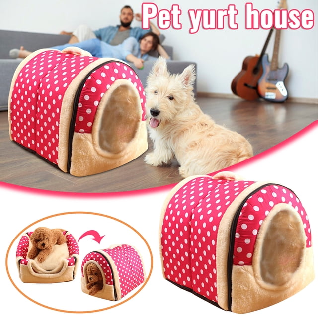 Xihbxyly Cama para Perros 2 En 1, Acogedora Combinación de Casa y Sofá, Cojín Suave para Máxima Comodidad, Almohadilla Lavable Extraíble, para Dormir La Siesta, Uso En Interiores, Disponible En Tamañ