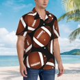 thumbnail image 3 of Fotbe Brown Football On Black Camisa Hawaiana para Hombre Unisex – Camisa Casual de Verano con Botones de Manga Corta de Algodón y Lino,XX-Large, 3 of 7