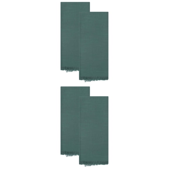 Unique Bargains Cotton Linen Quick Dry Kitchen Towels 4 Pack Dark Green 18" x 18"