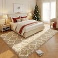 thumbnail image 5 of Pentantan Shag Area Rug, 8ft x 10ft Geometric Soft Fluffy Rugs for Living Room Bedroom Indoor Carpet, Camel & White, 5 of 7