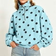 thumbnail image 2 of Erwazi Womens Sweatshirt Polka Dot Half Zip Collared Hooded Fleece Cropped Oversized Pullover Daily Casual Tops with Pocket, 2 of 9