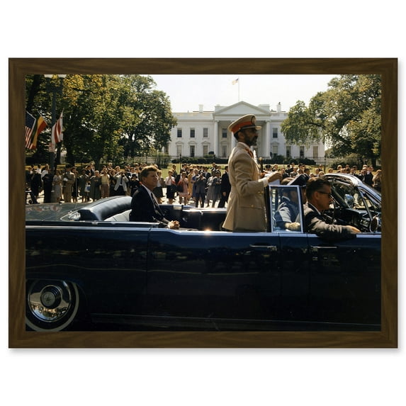 Parade President John F Kennedy Emperor Haile Selassie Photo White House Artwork Framed Wall Art Print A4