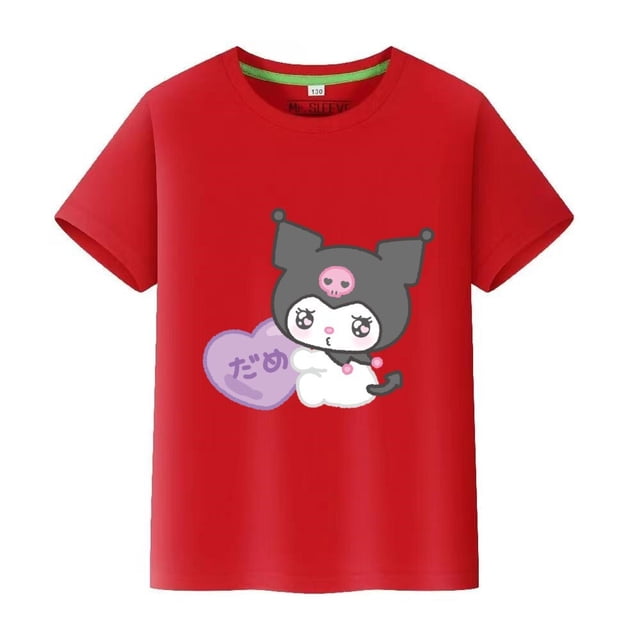 Sanrioed-Camiseta de manga corta de algodón puro para padres e hijos, traje de pareja de Hello Kitty Kuromi, Color de alta calidad, regalo Kawaii