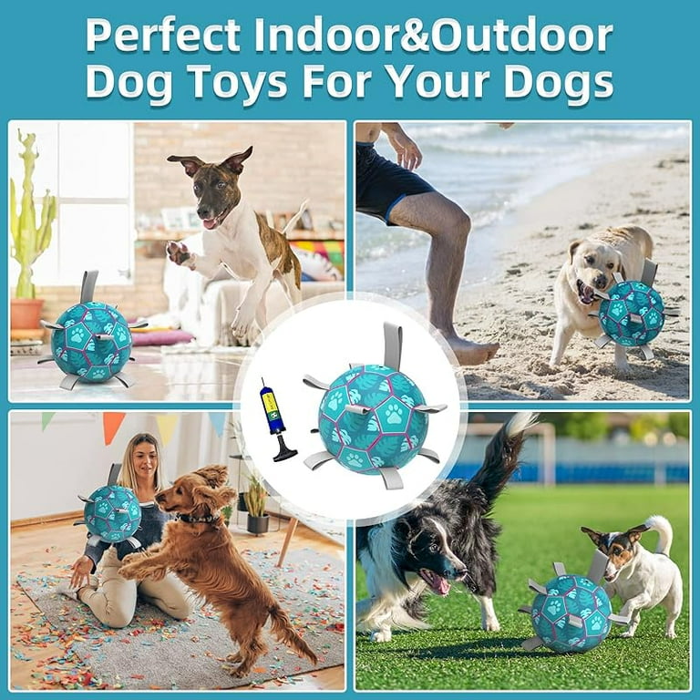 Dog Soccer Balls Toy with Bell Inside, Outdoor Interactive Dog