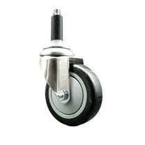 4 Inch 316SS Black Polyurethane Wheel Swivel 3/4 Inch Expanding Stem Caster