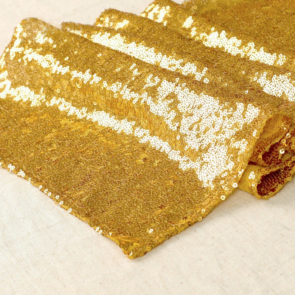 YZEO Gold 12x96Inch Sparkly Sequin table runner for Wedding