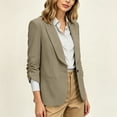 thumbnail image 6 of Women's Dress Blazer Jacket Ruched Sleeve Office Shawl Collar Jacket with Single Button Business Casual 3/4 Sleeve Suit Coat, 6 of 9