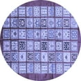thumbnail image 1 of Ahgly Company Machine Washable Indoor Round Abstract Blue Modern Area Rugs, 3' Round, 1 of 4