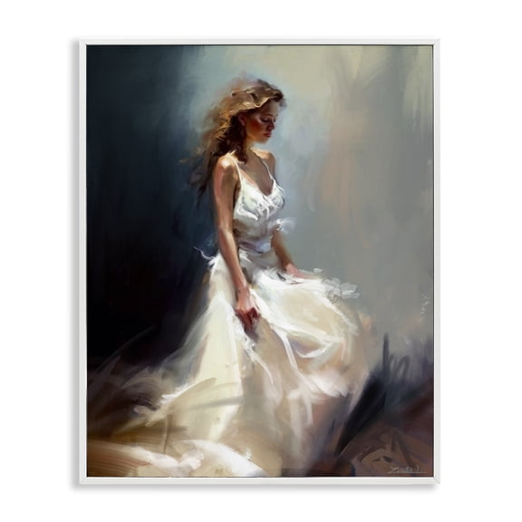 Stupell Industries Glam White Evening Gown Fashion Girl White Framed Giclee Art, 11 x 14, by Ziwei Li