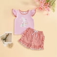 thumbnail image 2 of NIEWTR Toddler Baby Girl Outfits Floral Summer Clothes Infant Spring Waffle Fly Sleeve Shirt Tops Cute Shorts Set 2t 3t 4t 5t Baby Girl Gifts(Hot Pink,18-24 Months), 2 of 5