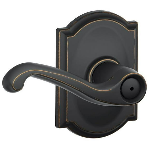 Schlage F40 FLA 716 CAM Camelot Collection Flair Privacy Lever, Aged Bronze