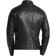 thumbnail image 2 of Mens Leather Jacket Slim Fit Biker Motorcycle Black Genuine Lambskin Jacket Coat A278, 2 of 3