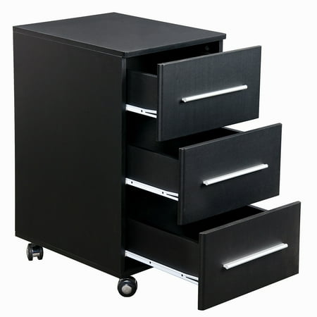 Sleek Rolling File Cabinet, Black - Walmart.com