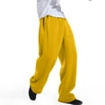 thumbnail image 4 of Domuza Baggy Sweatpants for Men Wide Leg Open Bottom Lounge Sweat Pants Stylish Casual Stretch Waist Loose Fit Workout Pants with Pockets Yellow M, 4 of 6