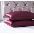 thumbnail image 2 of King Size Satin Pillowcase Set of 2 - Burgundy Silk Pillow Cases for Hair and Skin 20x36 inches, Satin Pillow Covers 2 Pack with Envelope Closure, 2 of 7