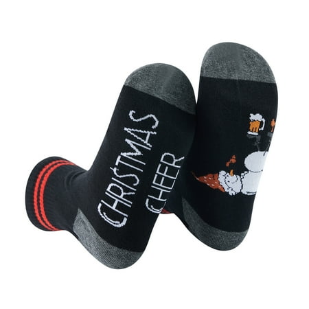 

Eyicmarn Cute Christmas Socks for Women/Men Autumn Winter Thick Warm Cartoon Letter Snowman Print Mid-Tube Socks