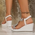 thumbnail image 5 of Mostsola Platform Sandals Women Wedges Rhinestone Butterfly T-Strap Elastic Ankle Strap Dress Shoes, 5 of 9