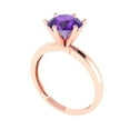 thumbnail image 2 of 2 ctw Solitaire Anniversary Ring for Women | Round Cut Natural Amethyst | Hyperallergenic Solid 14K Rose Gold, 2 of 5