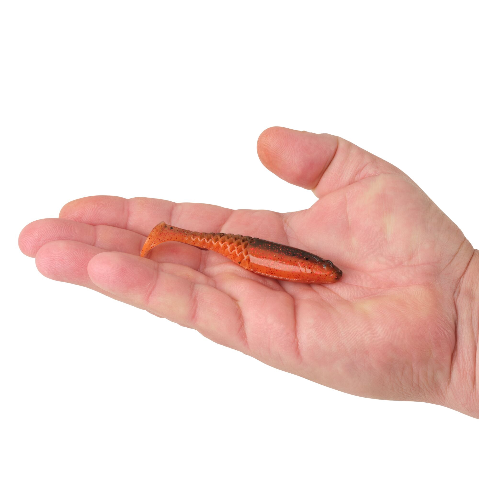 Berkley PowerBait® Paddlin' PowerStinger, 3.5 in, Swimbaits - Paddle Tail, Watermelon Copper/Orange w/Red (7 Count)
