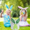 thumbnail image 4 of Bolsa de regalo para el Día del Niño con forma de conejito, bolsas vacías con forma de cubo y orejas de conejo iluminadas para buscar huevos de Pascua, decoraciones de Pascua y guardar dulces (verde), 4 of 9