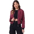 thumbnail image 1 of Abrigo rompevientos Allegra K para mujer con cremallera Vino rojo S, 1 of 6