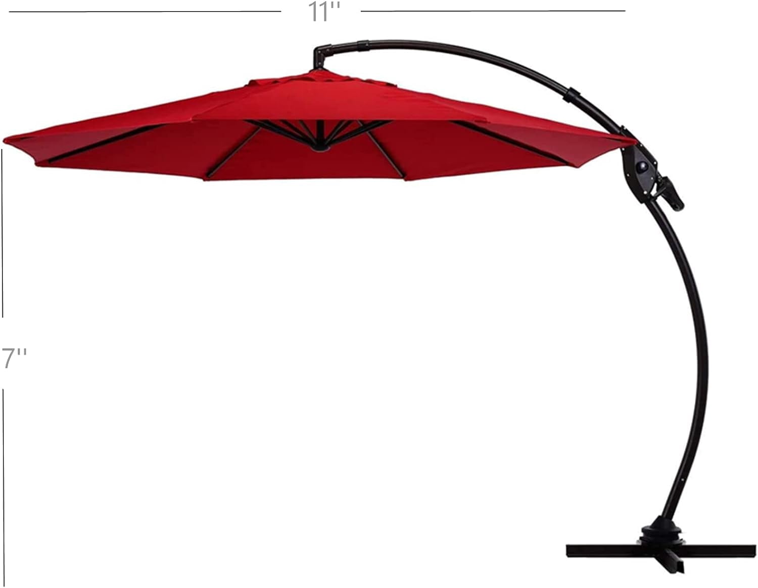 Grand Patio 11 ft Deluxe Outdoor Offset Umbrella with 360° Rotation, Cantilever Large Umbrella for Patio Pool Garden, Red