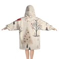 thumbnail image 2 of Beige Christmas Tree Pattern Blanket Hoodies for Kids 6-13YR Oversize Wearable Blanket Hoodies for Boys Girls Teens, 2 of 7