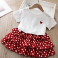 thumbnail image 2 of Qarigey Fiesta boda evento niñas corazón patrón camiseta puntos conjunto verano niños algodón Tops Kit ropa regalo de cumpleaños conjuntos de ropa 100cm, 2 of 6