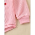 thumbnail image 6 of Newborn Baby Girl Valentines Day Outfit Love Embroidery Sweatshirt Bubble Romper Oversized Long Sleeve Bodysuits Spring Clothes, 6 of 8