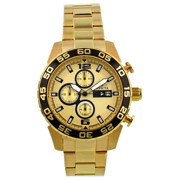 Invicta Men's 1016 II Collection Chronograph Gold Dial 18k Gold-Plated  Stainless Steel Watch