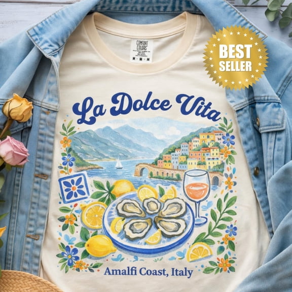 La Dolce Vita Lemon T-Shirt, Amalfi Coast Italy Travel Souvenir Coastal Tee, Unisex Cotton T-Shirt, Sizes S-3XL