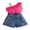 Rose Pink, variant on BemeyourBBs Toddler Baby Girls Summer Outfits Denim 2 Pieces Outfit Baby Girl Summer Clothes Sleeveless One Shoulder Ruffle Tank Vest Tops and Jeans Shorts Set with Belt