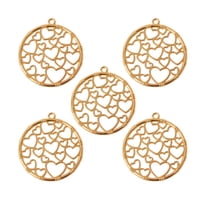 Aellinatey 5 Pcs Resin Bezel Setting Round Heart Resin Frame Pendant for DIY Craft Jewelry
