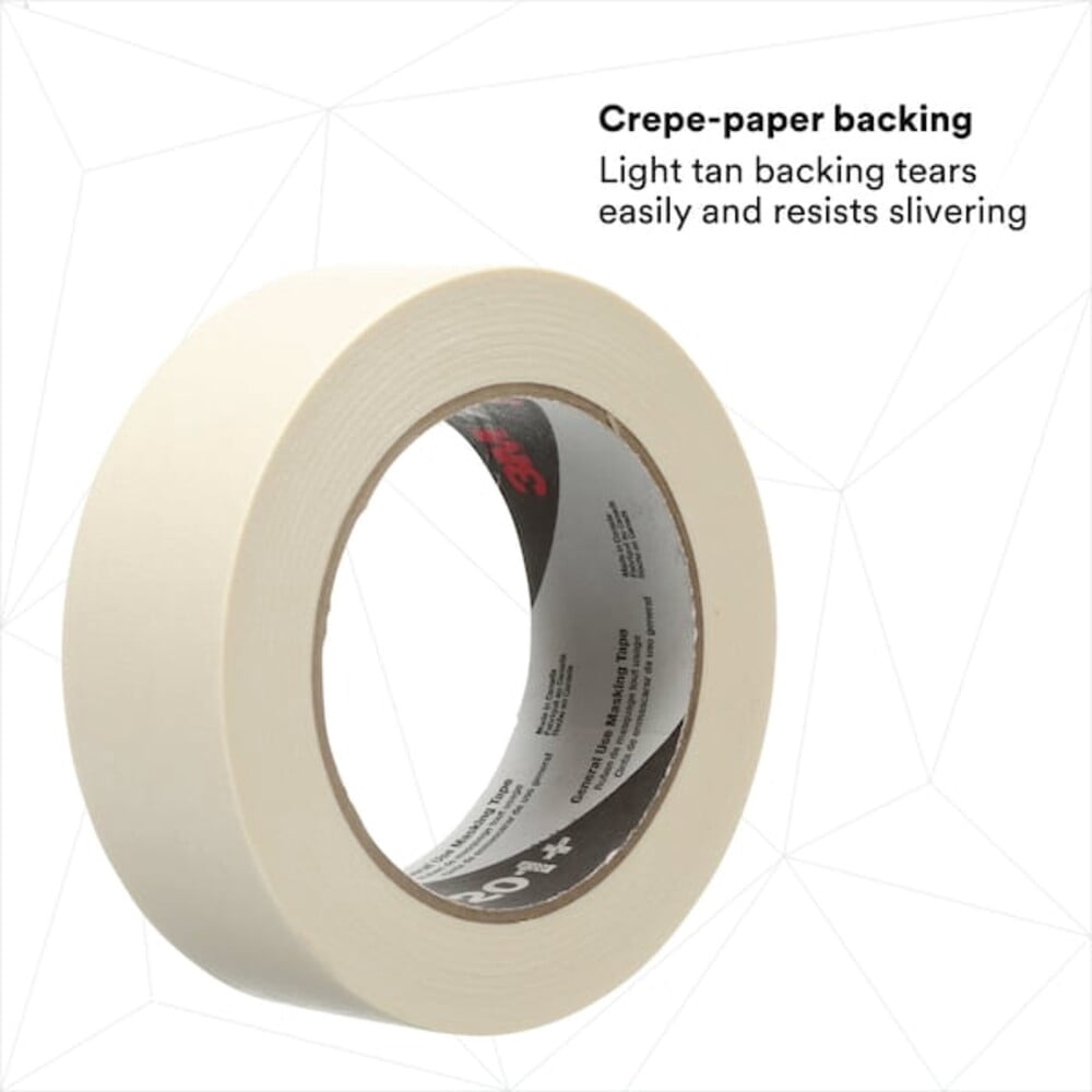3M General Use Masking Tape 201+ Tan, 36 mm x 55 m 4.4 mil, 24 per case Bulk