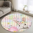thumbnail image 2 of Happy Easter Round Area Rugs Collection 3.3', Spring Easter Bunny Eggs Floral Colorful Plaid Non Slip Indoor Circular Throw Runner Rug Floor Mat Carpet for Living Room Dining Table Bedroom Nursery, 2 of 9