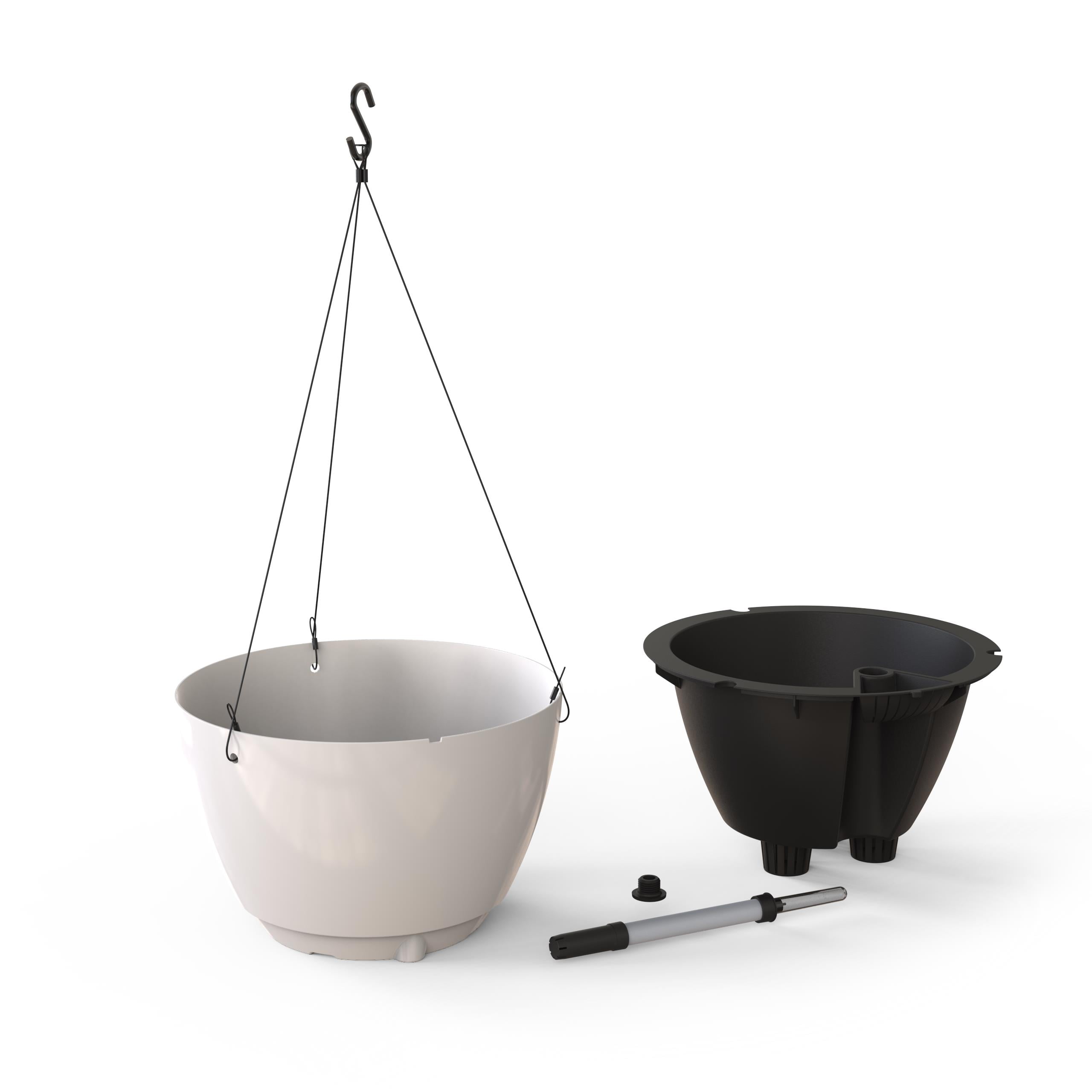 Mayne Caprio 14" x 9" Round White Hanging Self-Watering Plastic Hanging Planter