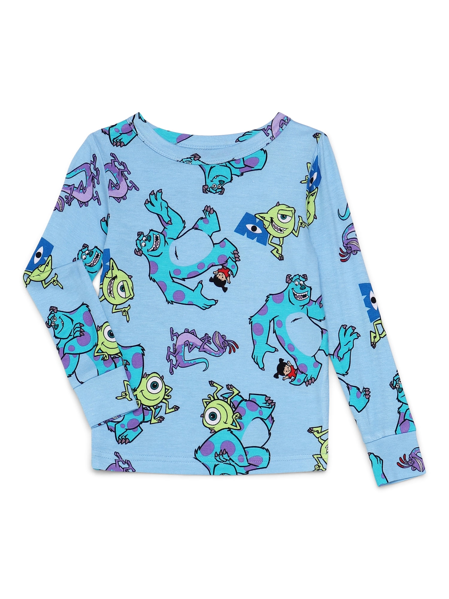 Monsters Inc Toddler Unisex Long Sleeve Top and Pants, 2-Piece Pajama Set, Size 12M-5T