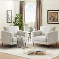 thumbnail image 5 of JULY'S SONG Accent Chair, Linen Fabric Comfy Upholstered Living Room Chairs, 37.8" Wide Mid Century Oversized Chair, Modern Arm Chair for Bedroom, Ivory, 5 of 5