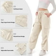thumbnail image 4 of Rolanko Girls Cargo Pants Wide leg Cargo Sweatpants High Waist Kids Joggers with Pockets 4-14 Years, 4 of 7