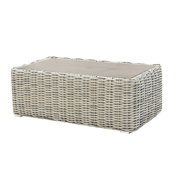 Hawaii Three-Tone Wicker Gray/Off White/Beige Coffee Table