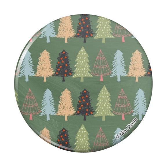 Spunky Christmas Trees Pinback Button Pin